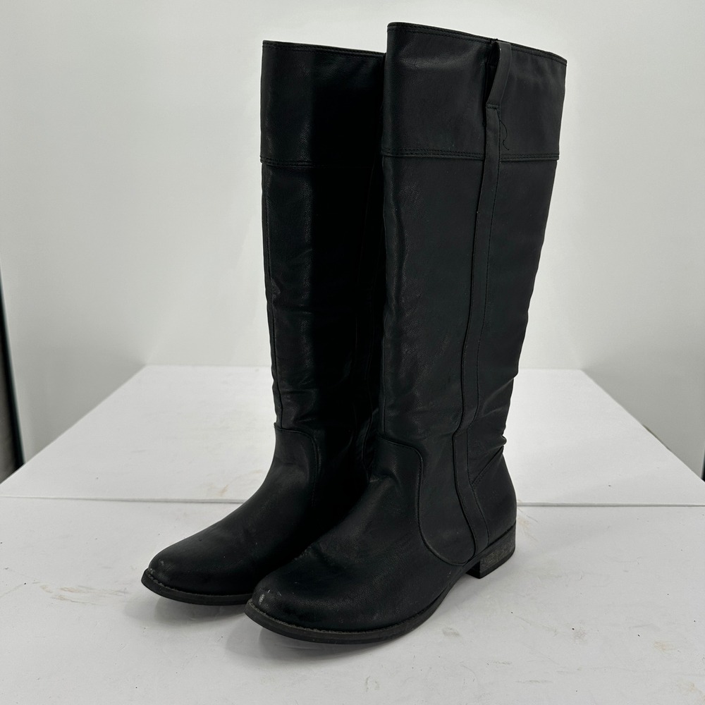 Rampage Icebreaker Black Faux‎ Leather Knee High Boots Womens Size 8M Equestrian